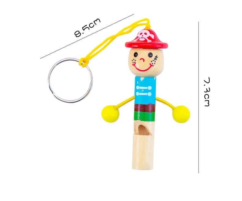 Wooden Cartoon Pirate Whistle Toy
