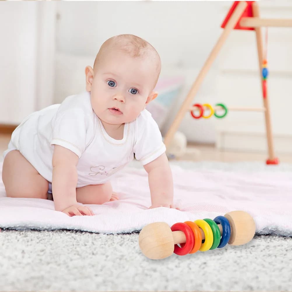 Wooden Rainbow Ring Rattle