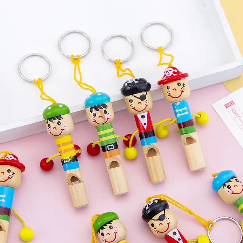 Wooden Cartoon Pirate Whistle Toy