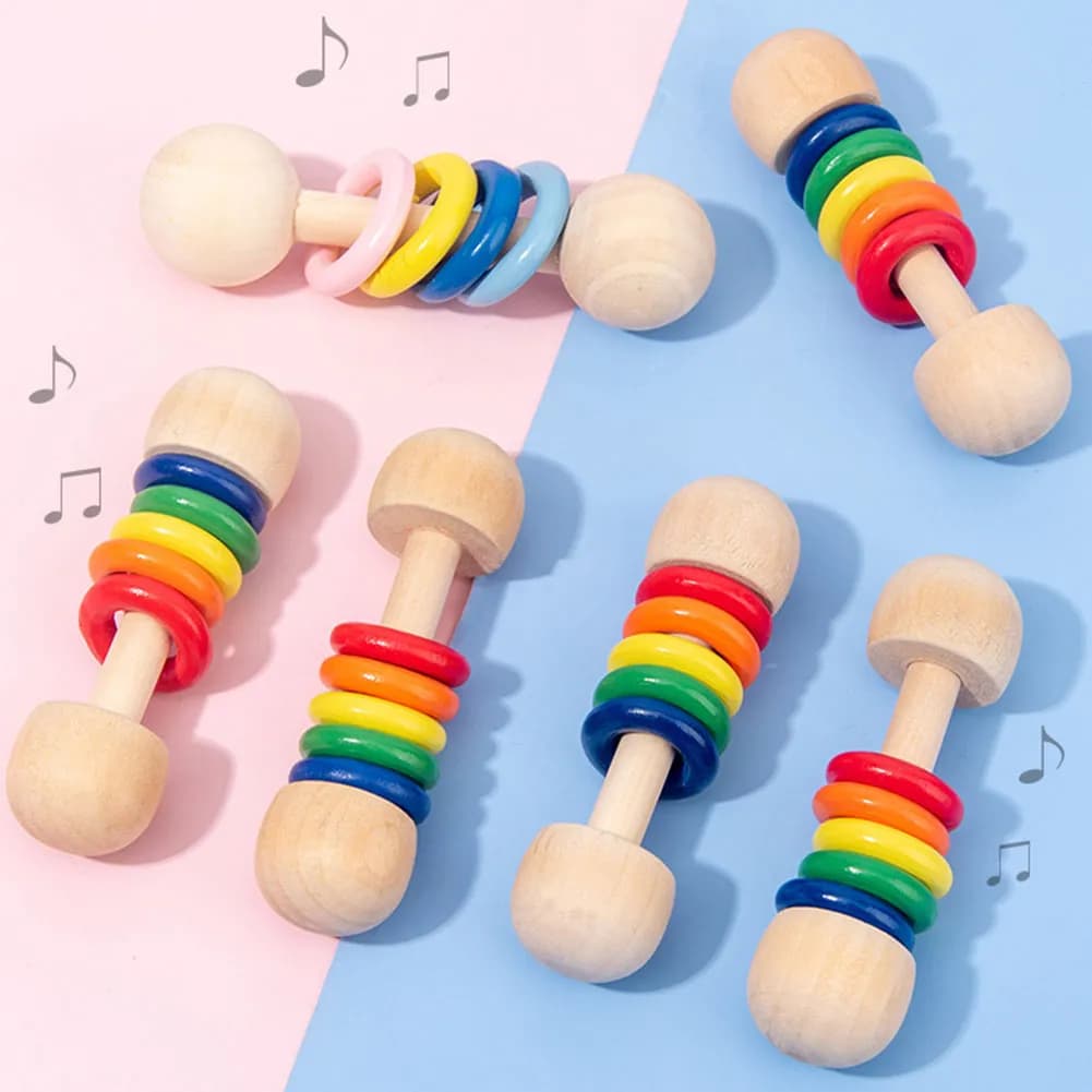 Wooden Rainbow Ring Rattle