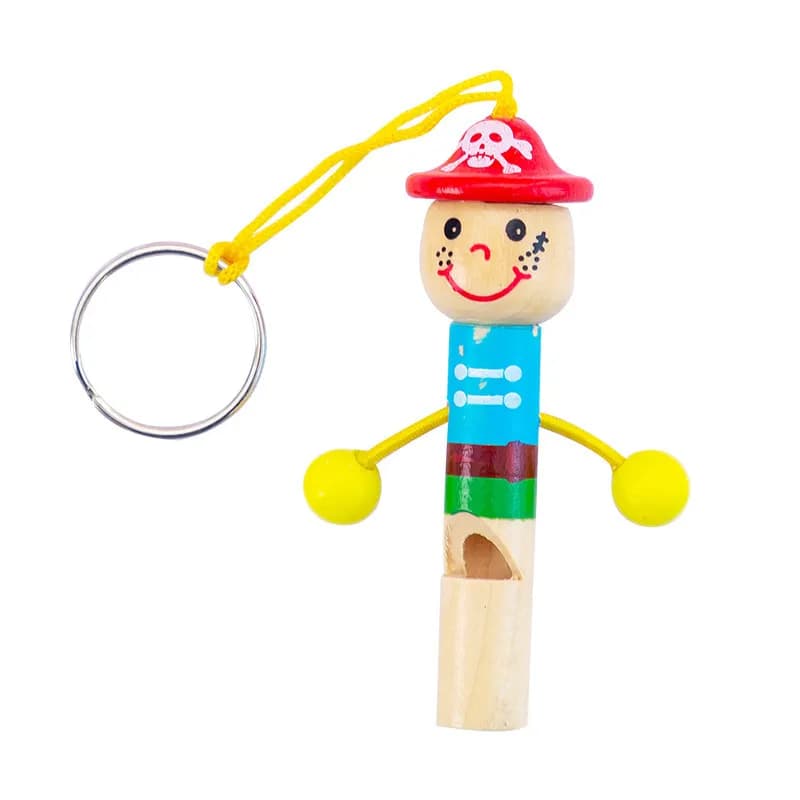 Wooden Cartoon Pirate Whistle Toy