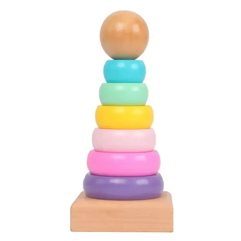 Wooden Stacking Rings Tower (Montessori Rainbow)